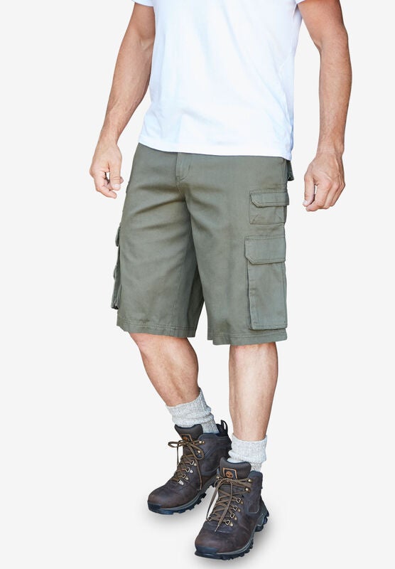Dark Brown 50 Big Boulder Creek by Kingsize Mens Big /& Tall 12 Side-Elastic Stacked Cargo Pocket Shorts
